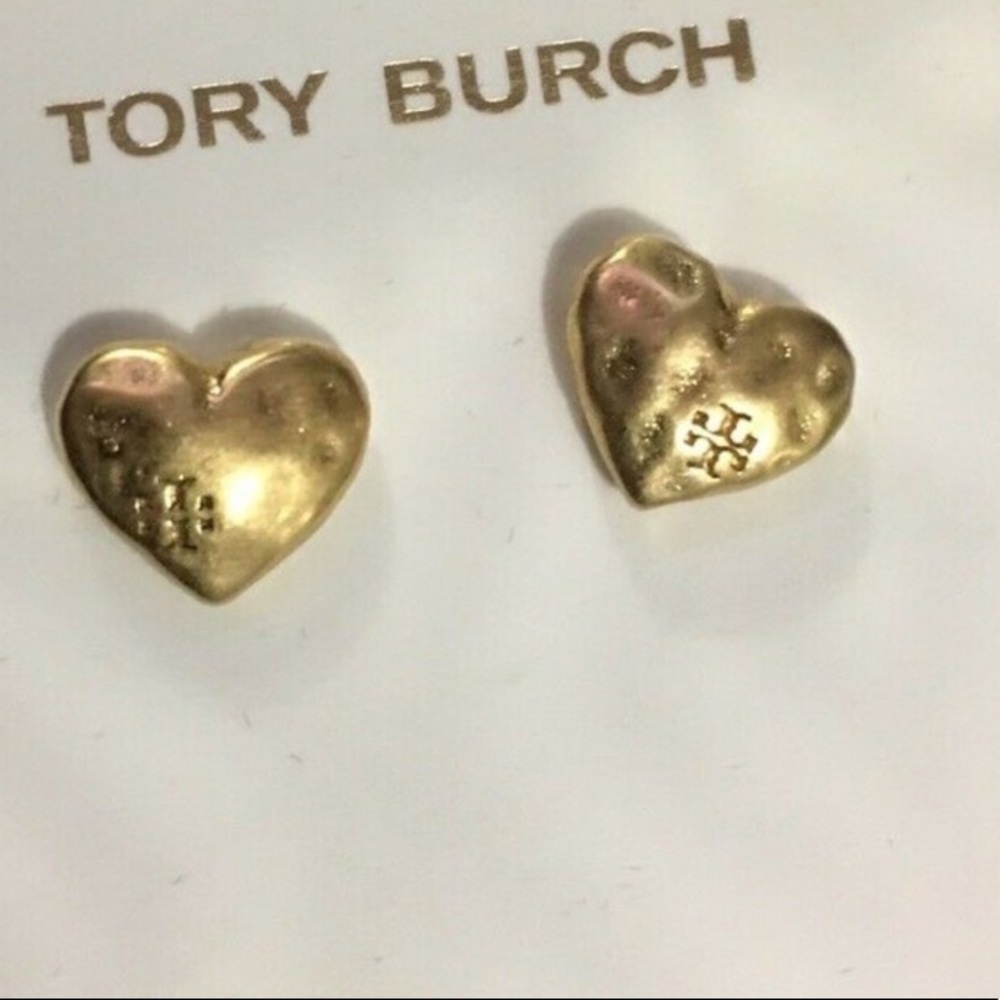Tory Burch Womans NEW Gold Heart Stud Earrings